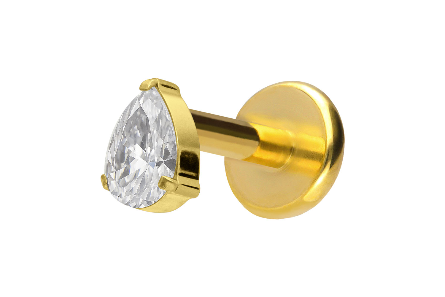 Titan Labret Piercing mit Push Fit KRISTALLTROPFEN